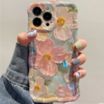 Luxury Laser Oil Painting Flowers iPhone Case