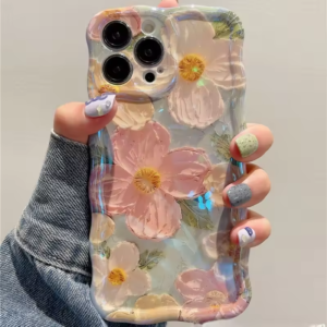 Luxury Laser Oil Painting Flowers iPhone Case