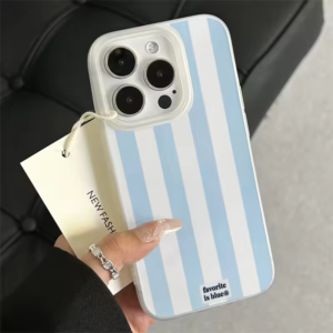 Simple Blue White Stripes iPhone Case